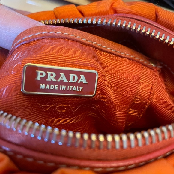 Mini Prada handbag made of orange fabric, - Picture 7 of 13